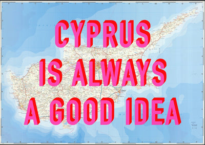 Cyprus Retro Pop Art Map Print (Landscape)