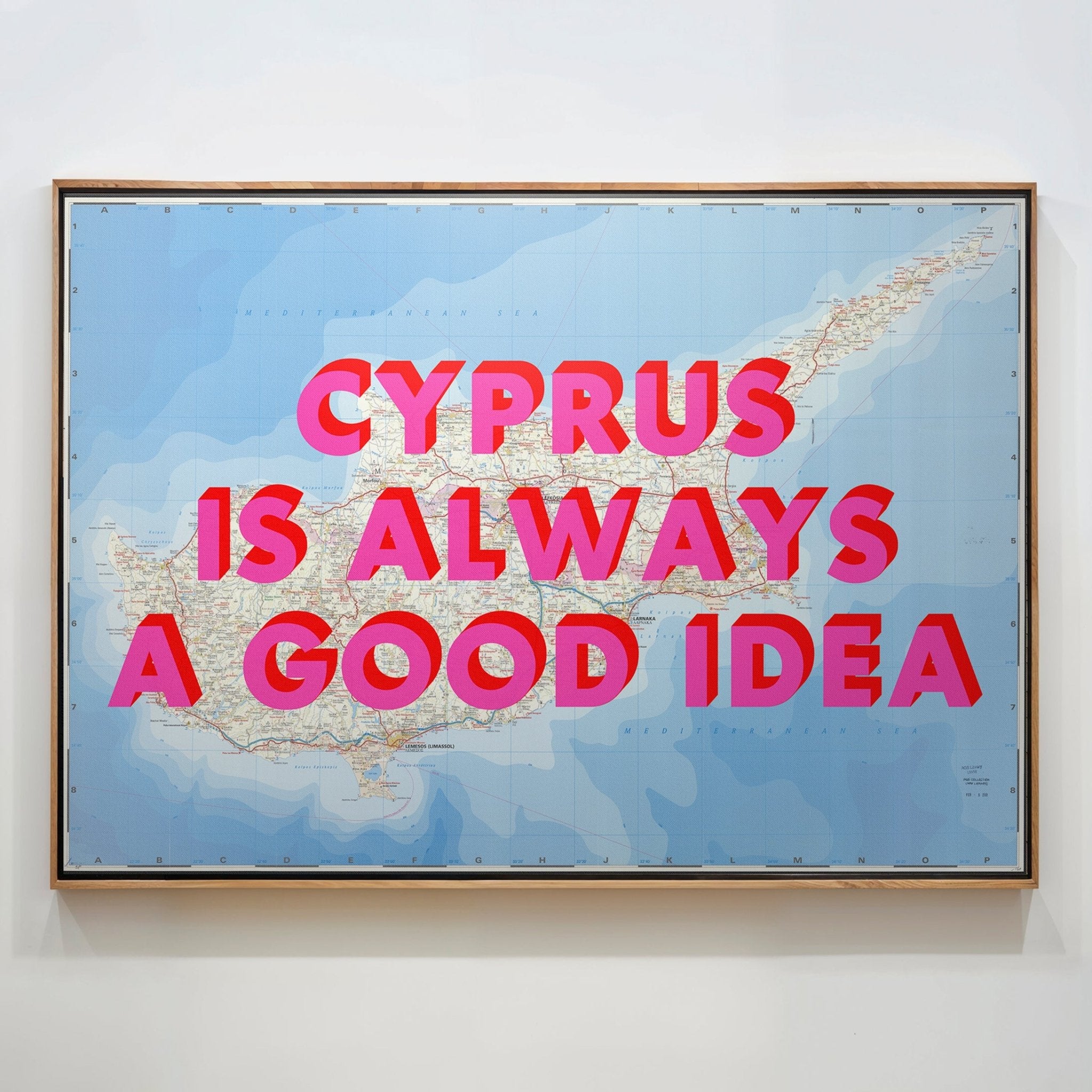 Cyprus Retro Pop Art Map Print (Landscape) - Magic Posters
