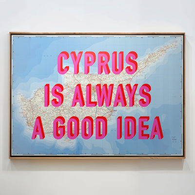 Cyprus Retro Pop Art Map Print (Landscape) - Magic Posters