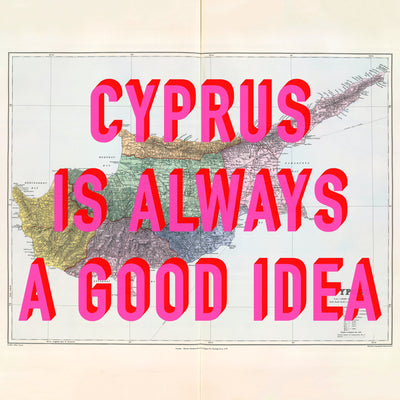 Cyprus Retro Pop Art Map Print