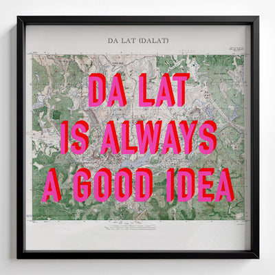 Da Lat Retro Pop Art Map Print (square) - black frame mockup - Magic Posters Bold
