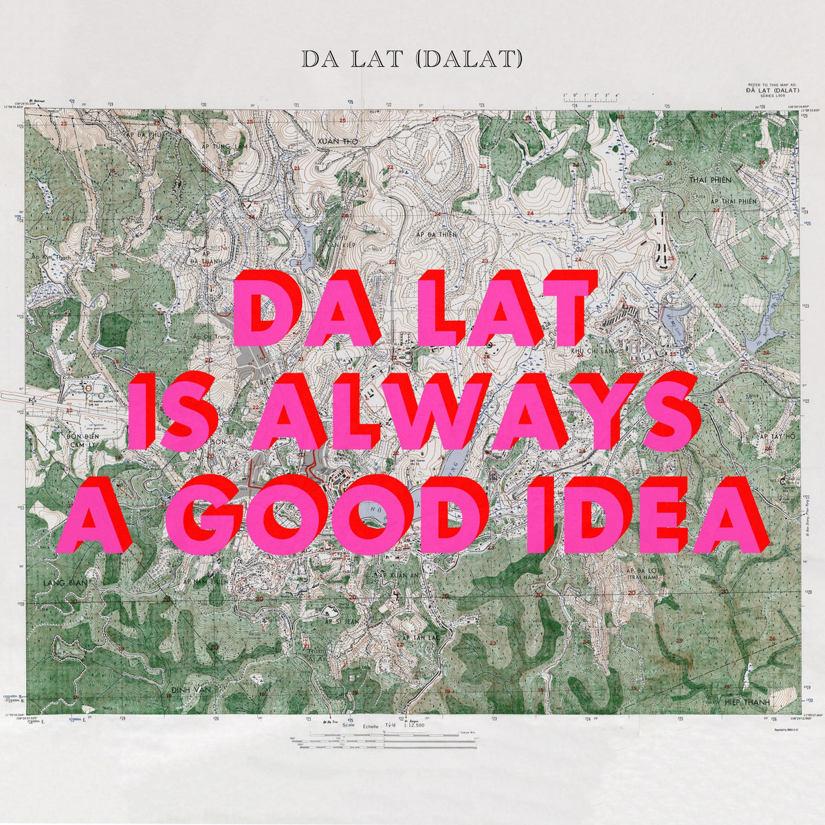 Da Lat Retro Pop Art Map Print (square) - Magic Posters