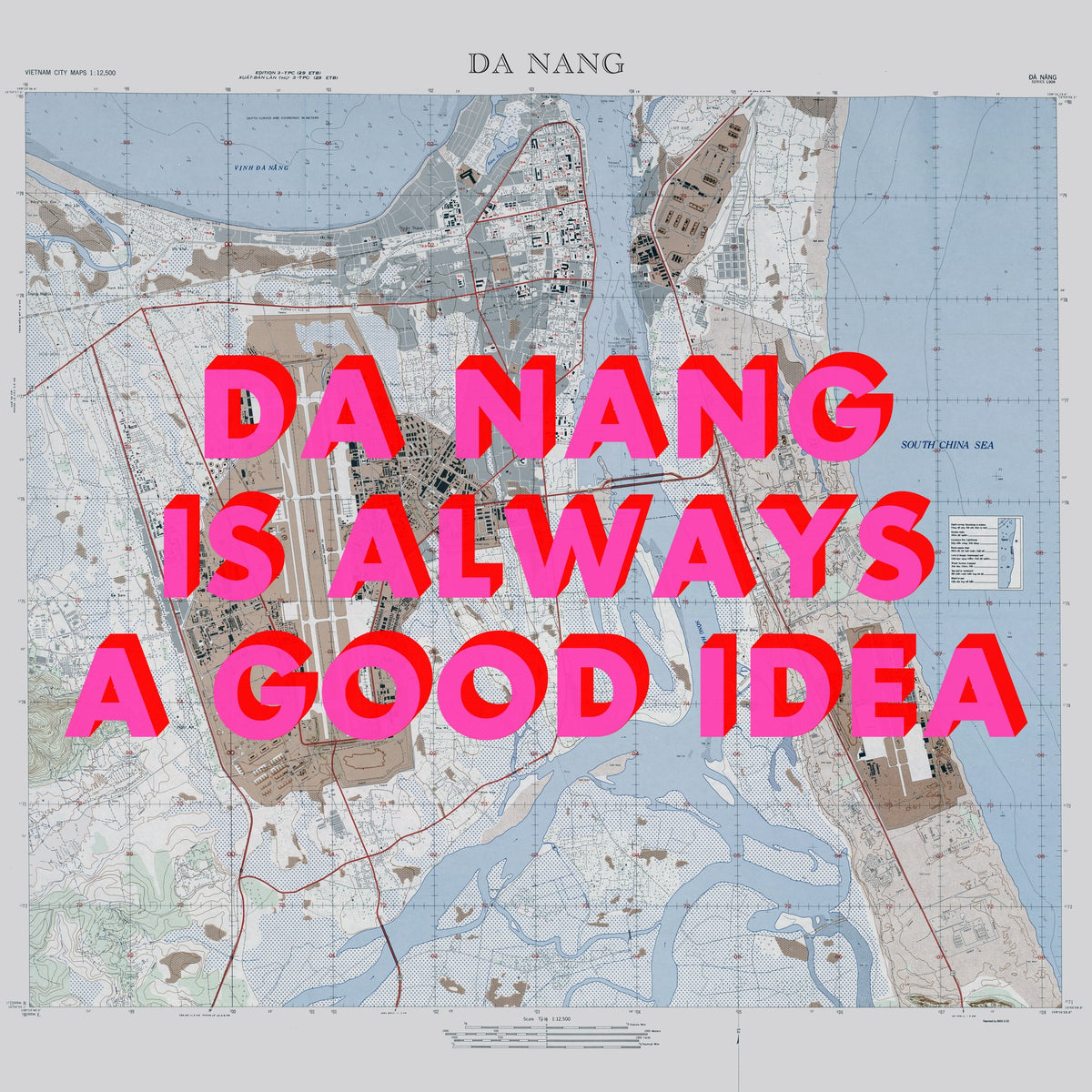 Da Nang Retro Pop Art Map Print (square) - Magic Posters