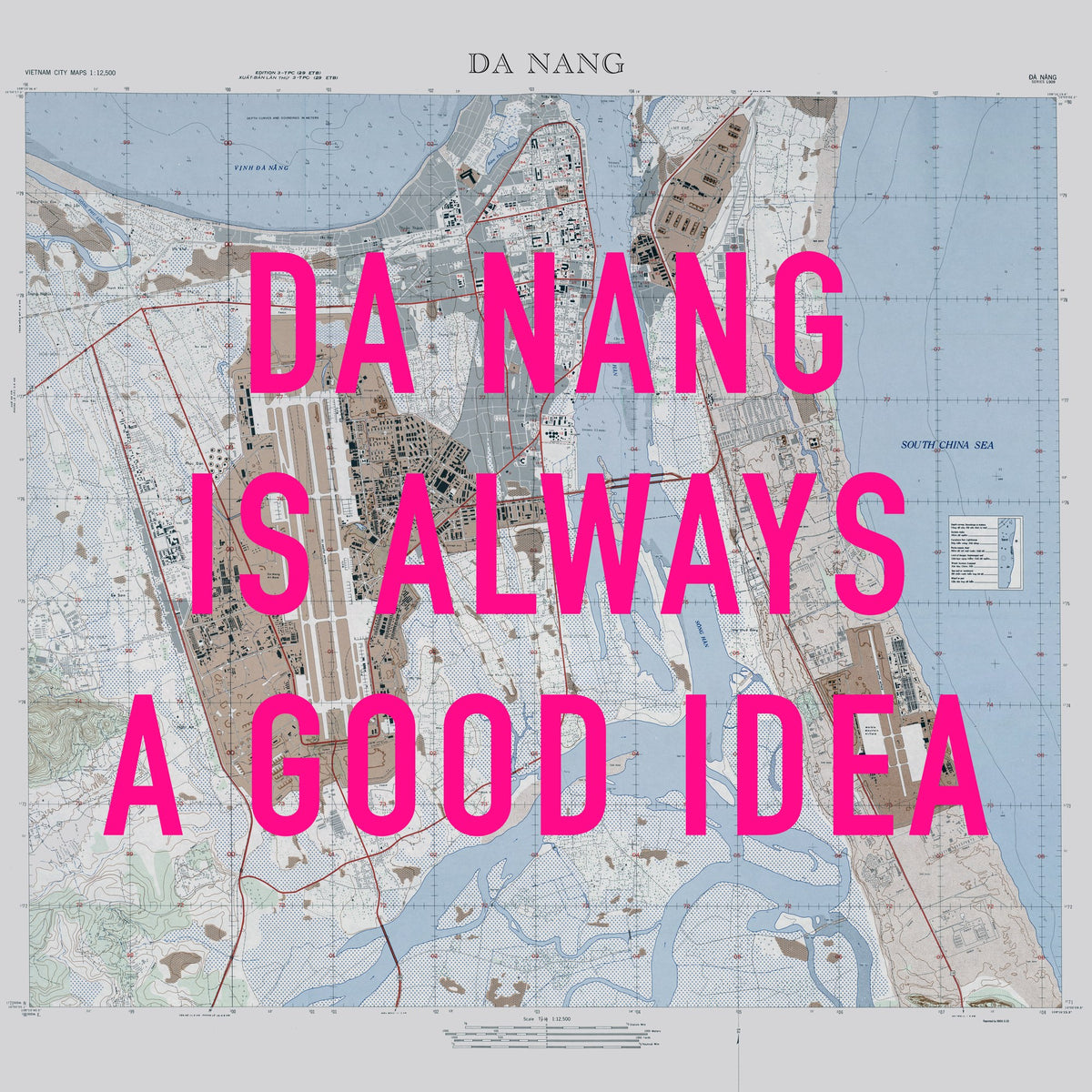Da Nang Retro Pop Art Map Print (square) - Magic Posters