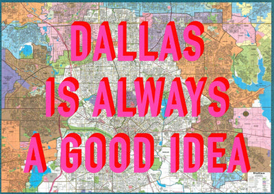 Dallas Retro Pop Art Map Print (landscape)