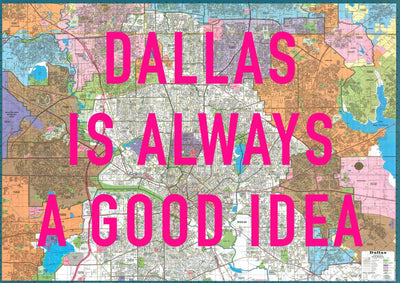 Dallas Retro Pop Art Map Print (landscape)