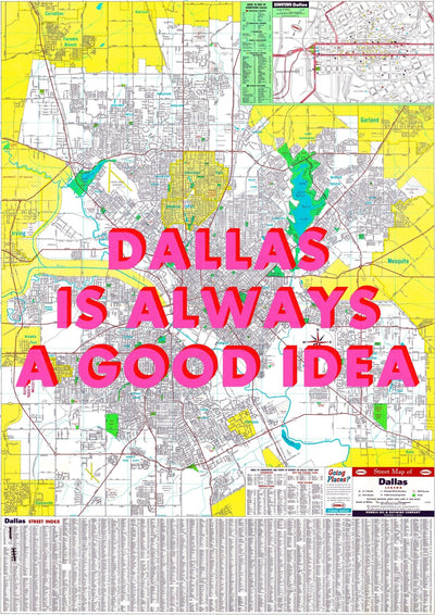Dallas Retro Pop Art Map Print (portrait)