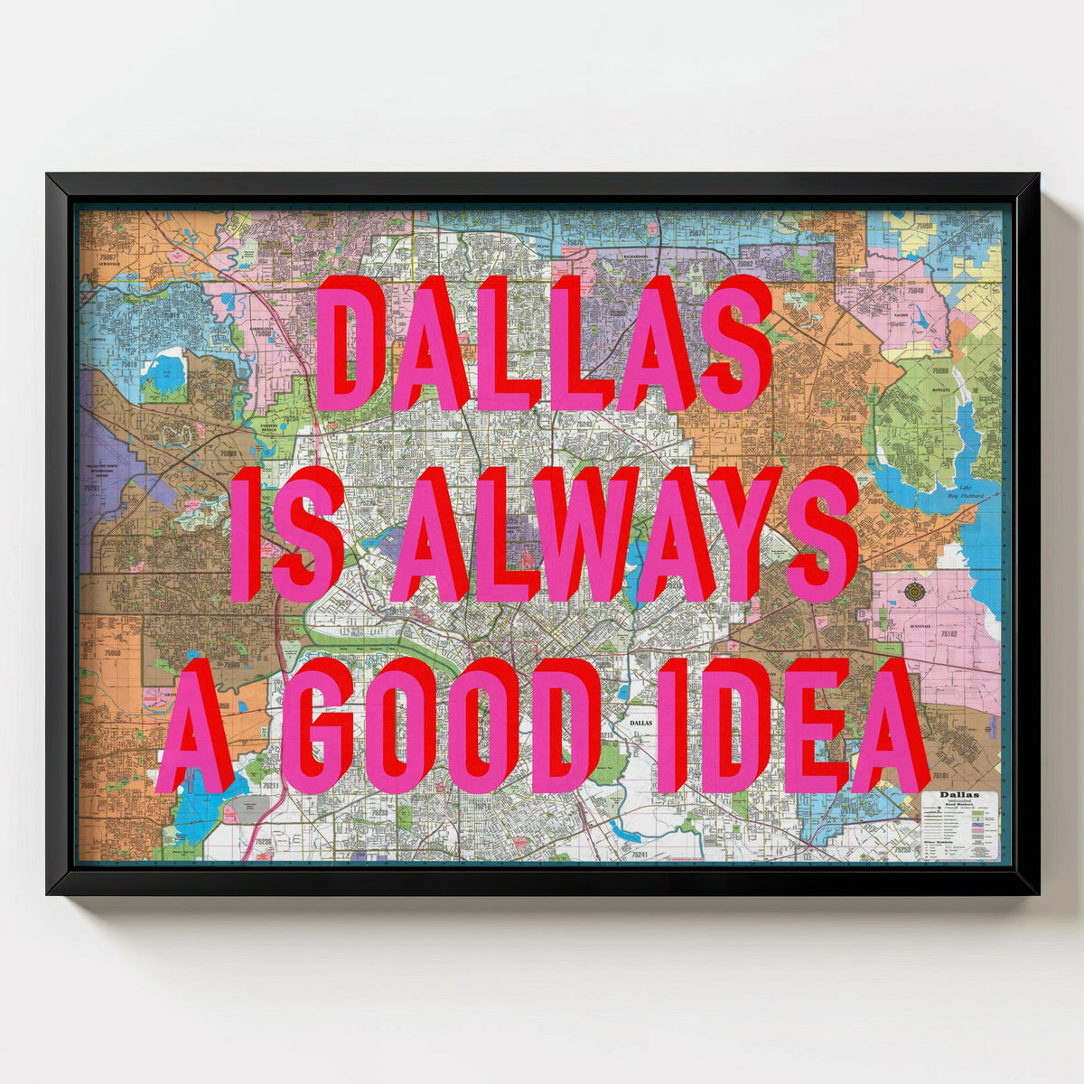 Dallas Retro Pop Art Map Print (landscape) - Magic Posters