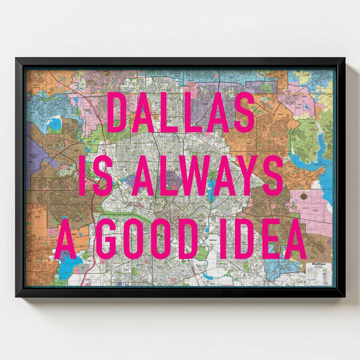Dallas Retro Pop Art Map Print (landscape) - Magic Posters