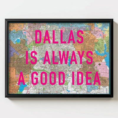 Dallas Retro Pop Art Map Print (landscape) - Magic Posters