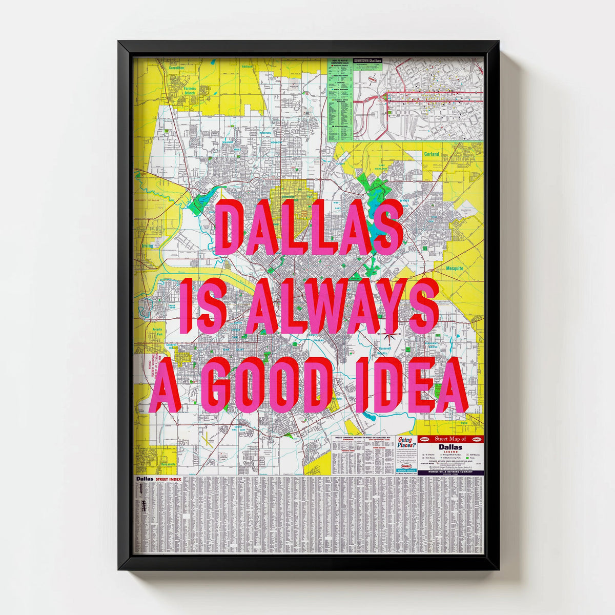Dallas Retro Pop Art Map Print (portrait) - Magic Posters