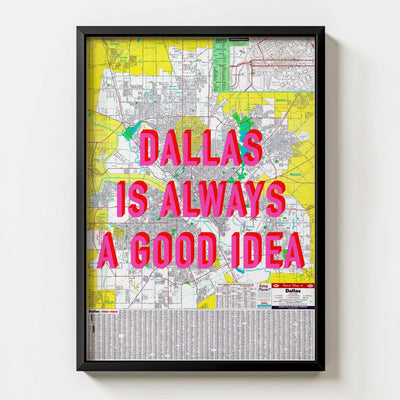 Dallas Retro Pop Art Map Print (portrait) - Magic Posters