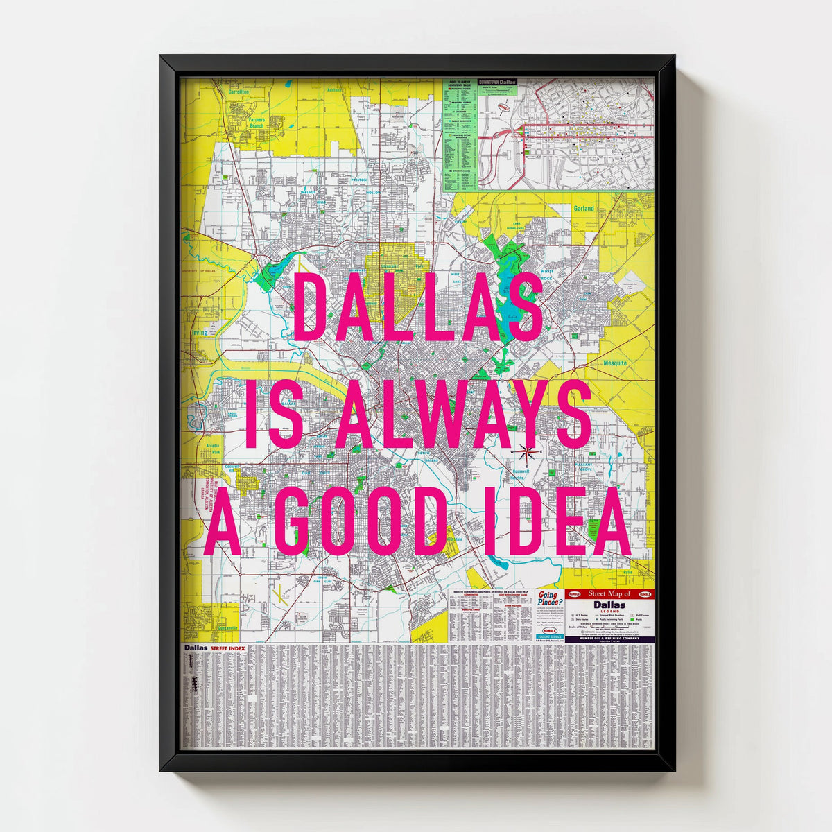 Dallas Retro Pop Art Map Print (portrait) - Magic Posters