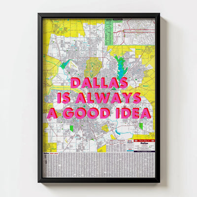Dallas Retro Pop Art Map Print (portrait) - Magic Posters