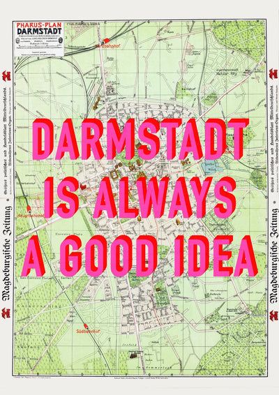 Darmstadt Retro Pop Art Map Print (portrait) - Magic Posters