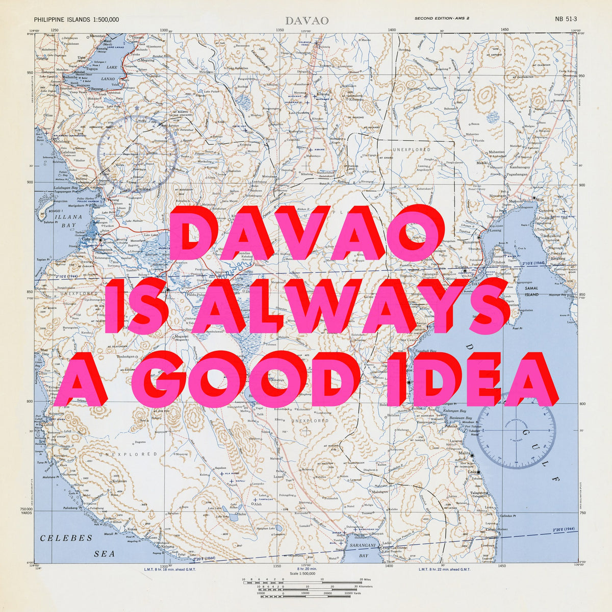 Davao Retro Pop Art Map Print (square) - Magic Posters