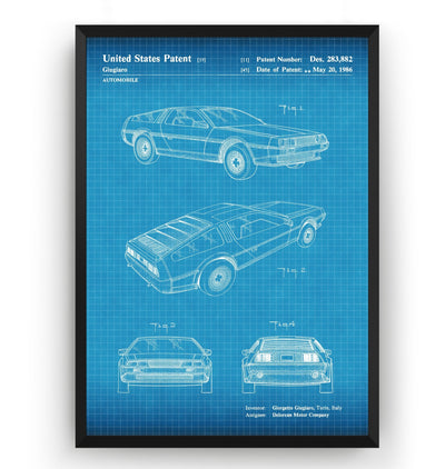 DeLorean Back To The Future Car 1986 Patent Print - Magic Posters