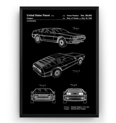 DeLorean Back To The Future Car 1986 Patent Print - Magic Posters