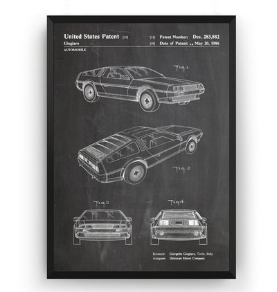 DeLorean Back To The Future Car 1986 Patent Print - Magic Posters