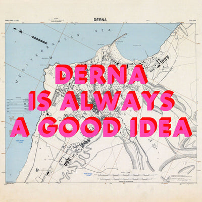 Derna Retro Pop Art Map Print (square) - Magic Posters