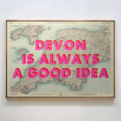 Devon Retro Pop Art Map Print - Magic Posters