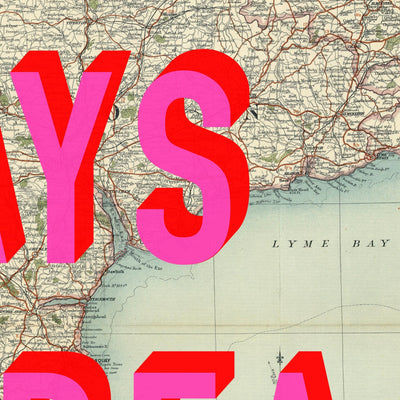Devon Retro Pop Art Map Print