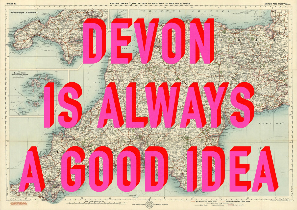 Devon Retro Pop Art Map Print