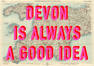 Devon Retro Pop Art Map Print