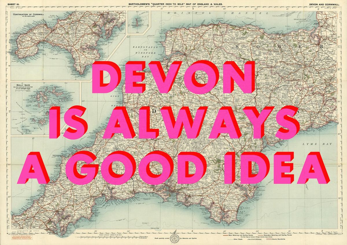 Devon Retro Pop Art Map Print