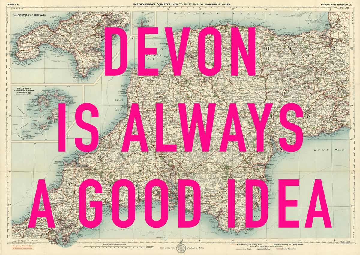 Devon Retro Pop Art Map Print
