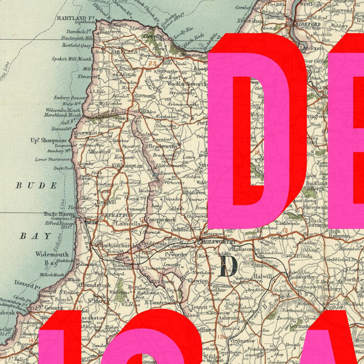 Devon Retro Pop Art Map Print
