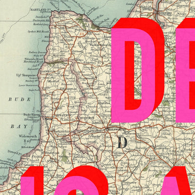 Devon Retro Pop Art Map Print