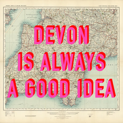 Devon Retro Pop Art Map Print