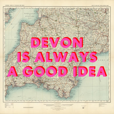 Devon Retro Pop Art Map Print