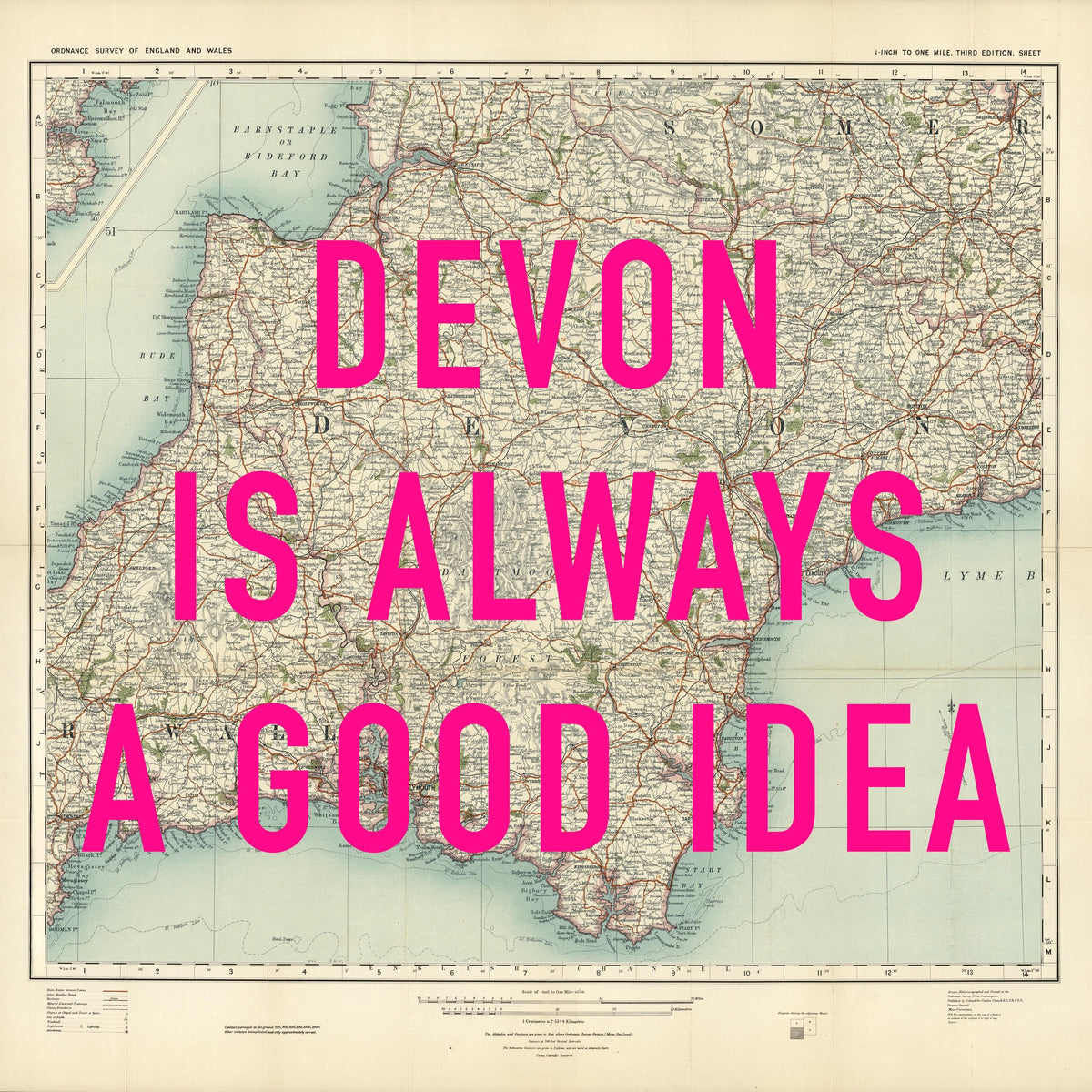 Devon Retro Pop Art Map Print