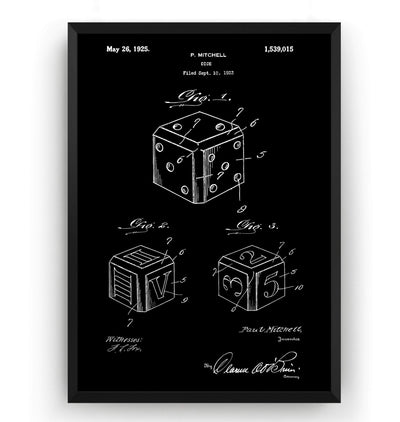 Dice 1925 Patent Print - Magic Posters