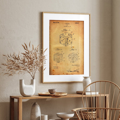 Dice 1925 Patent Print - Magic Posters