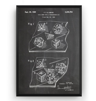 Dice Game With A Tetrahedron Dice 1963 Patent Print - Magic Posters