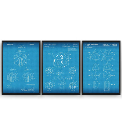 Dice Set Of 3 Patent Prints - Magic Posters