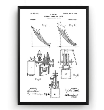 Diesel Combustion Engine Page 1 Patent Print - Magic Posters