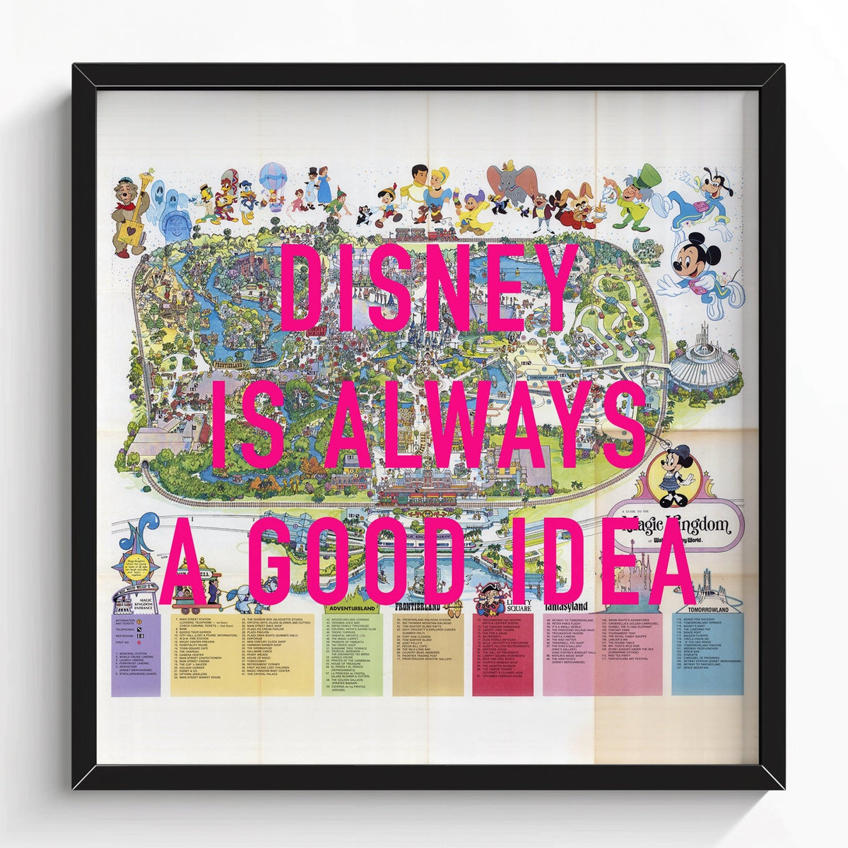 Disney World Florida Retro Pop Art Theme Park Map Print - Magic Posters