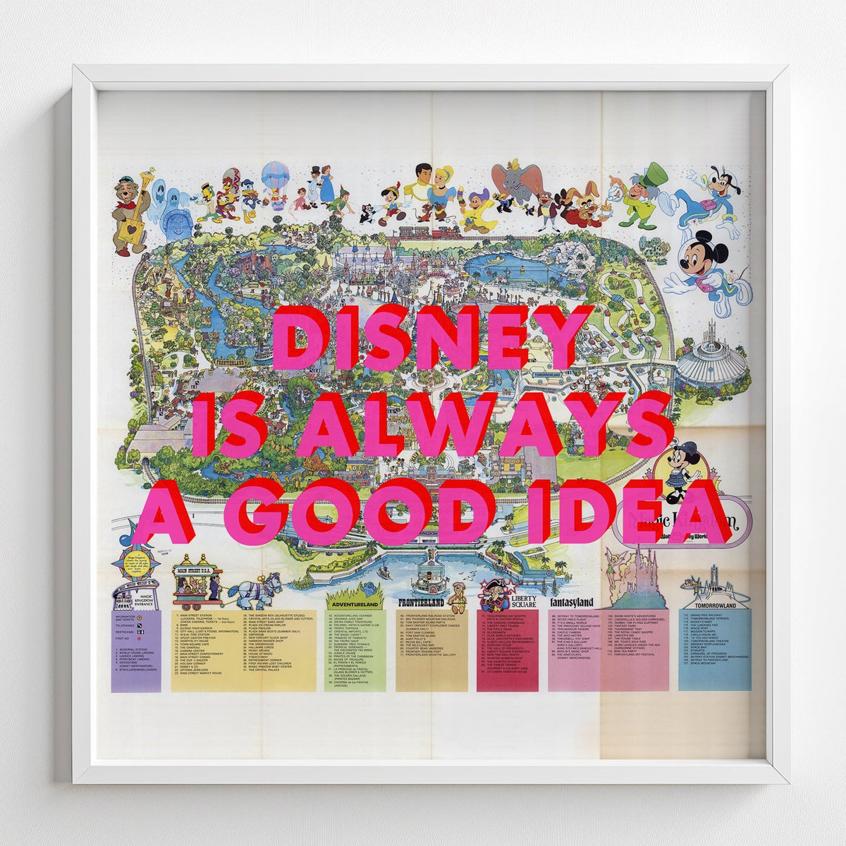 Disney World Florida Retro Pop Art Theme Park Map Print - Magic Posters
