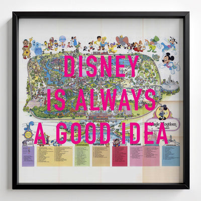 Disney World Florida Retro Pop Art Theme Park Map Print - black frame mockup - Magic Posters