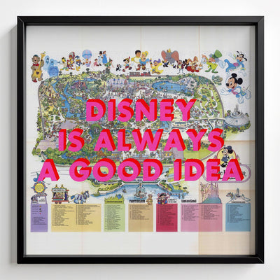 Disney World Florida Retro Pop Art Theme Park Map Print - black frame mockup - Magic Posters