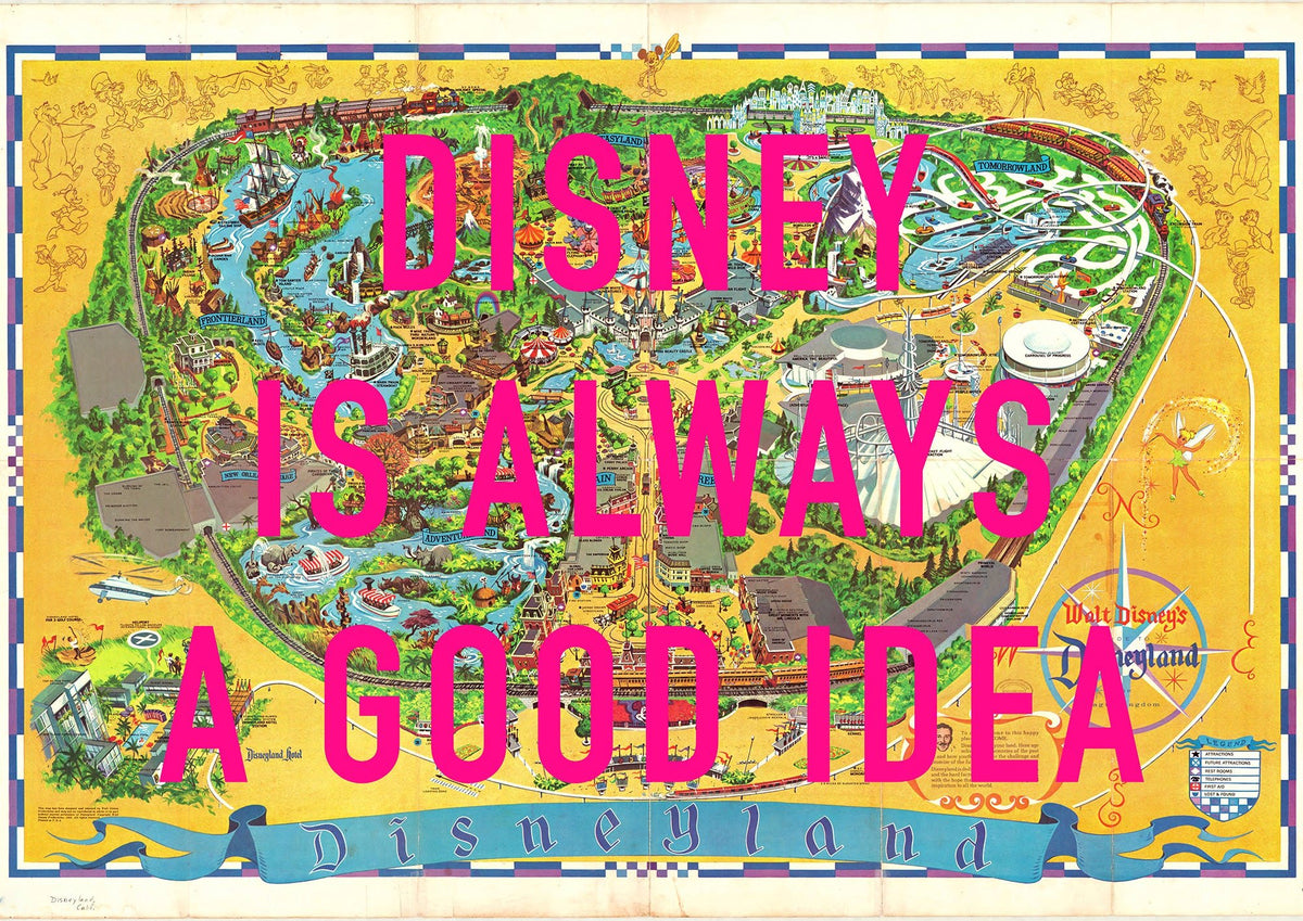 Disneyland California Retro Pop Art Theme Park Map Print