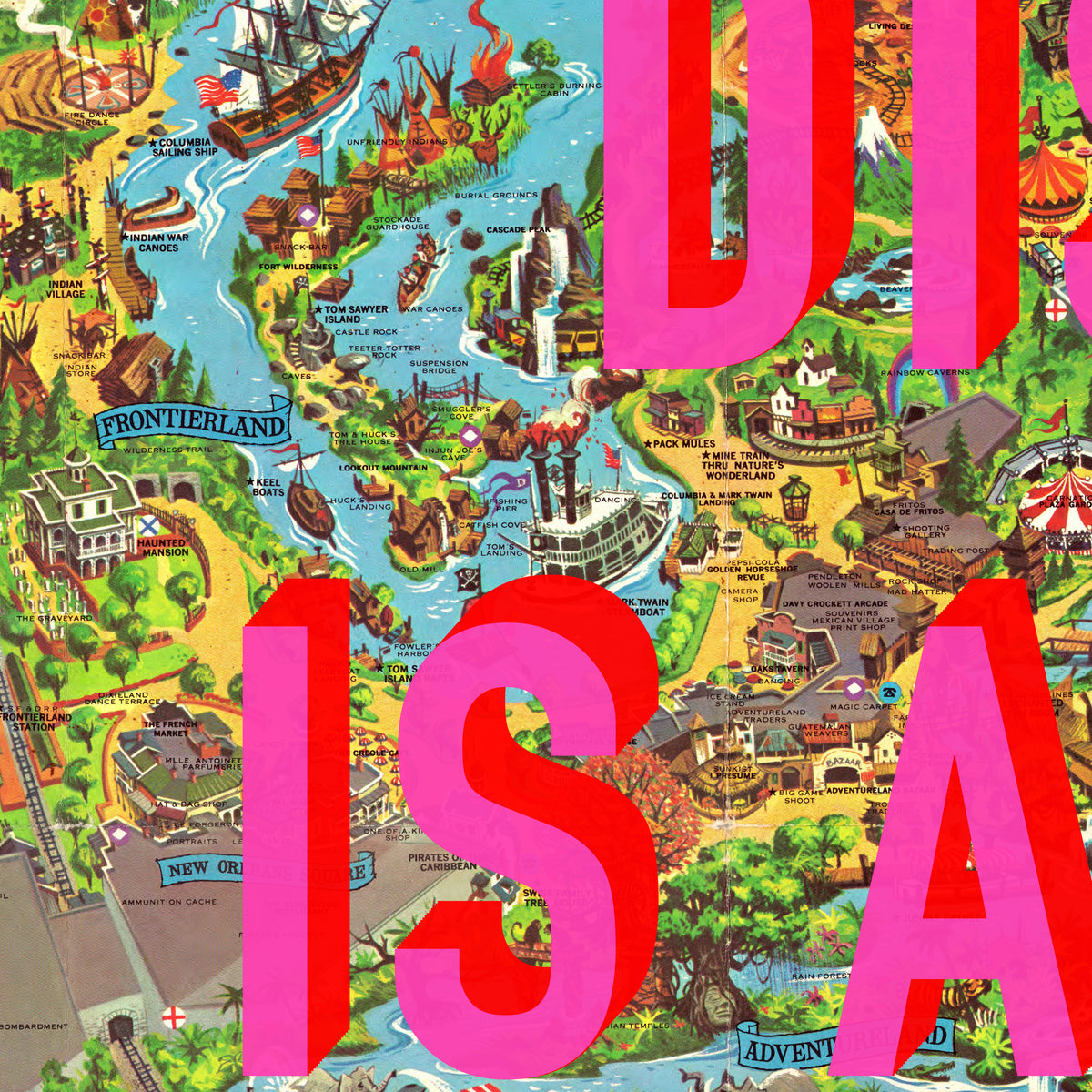 Disneyland California Retro Pop Art Theme Park Map Print