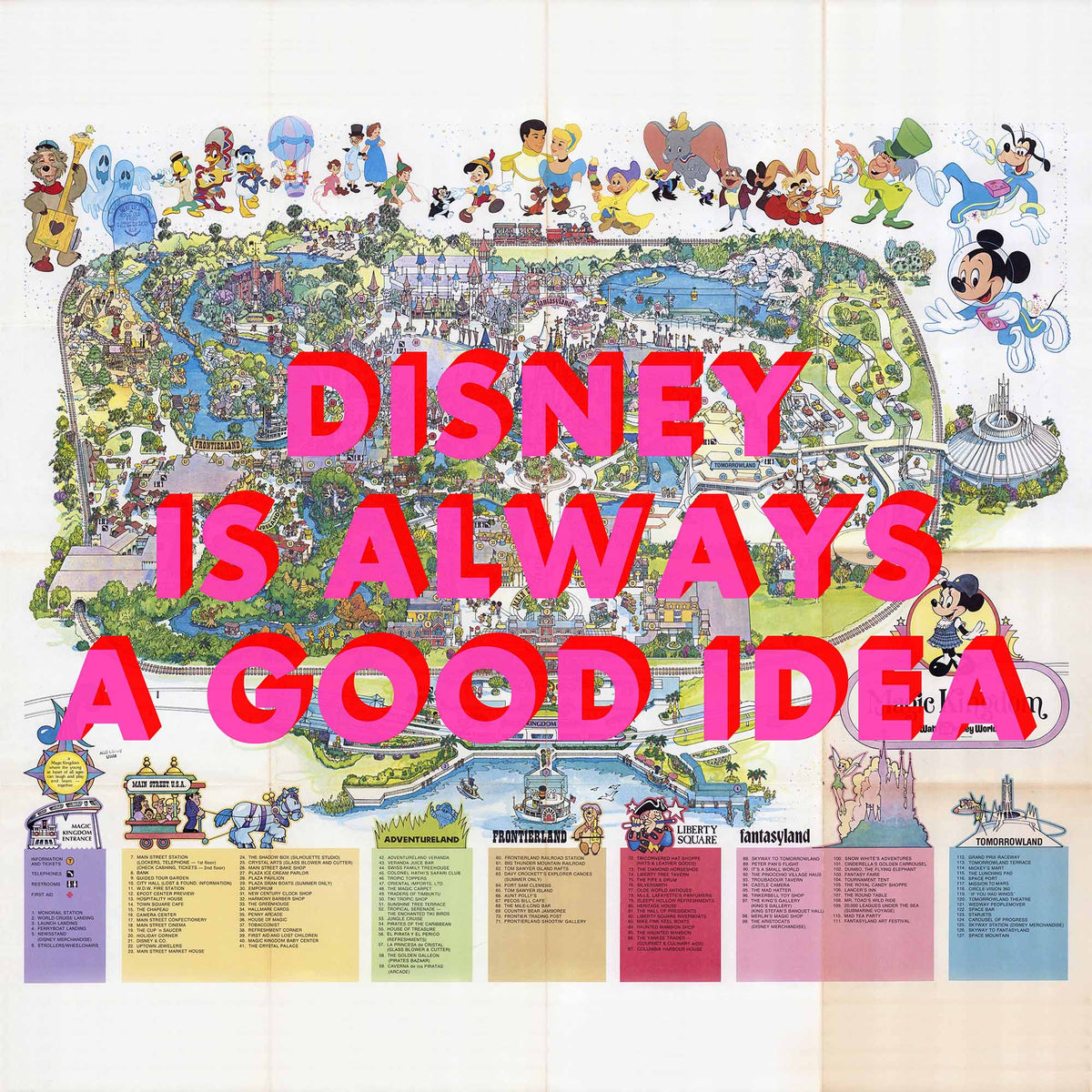 Disney World Florida Retro Pop Art Theme Park Map Print - Magic Posters