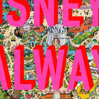 Disneyland Tokyo Retro Pop Art Theme Park Japan Map Print