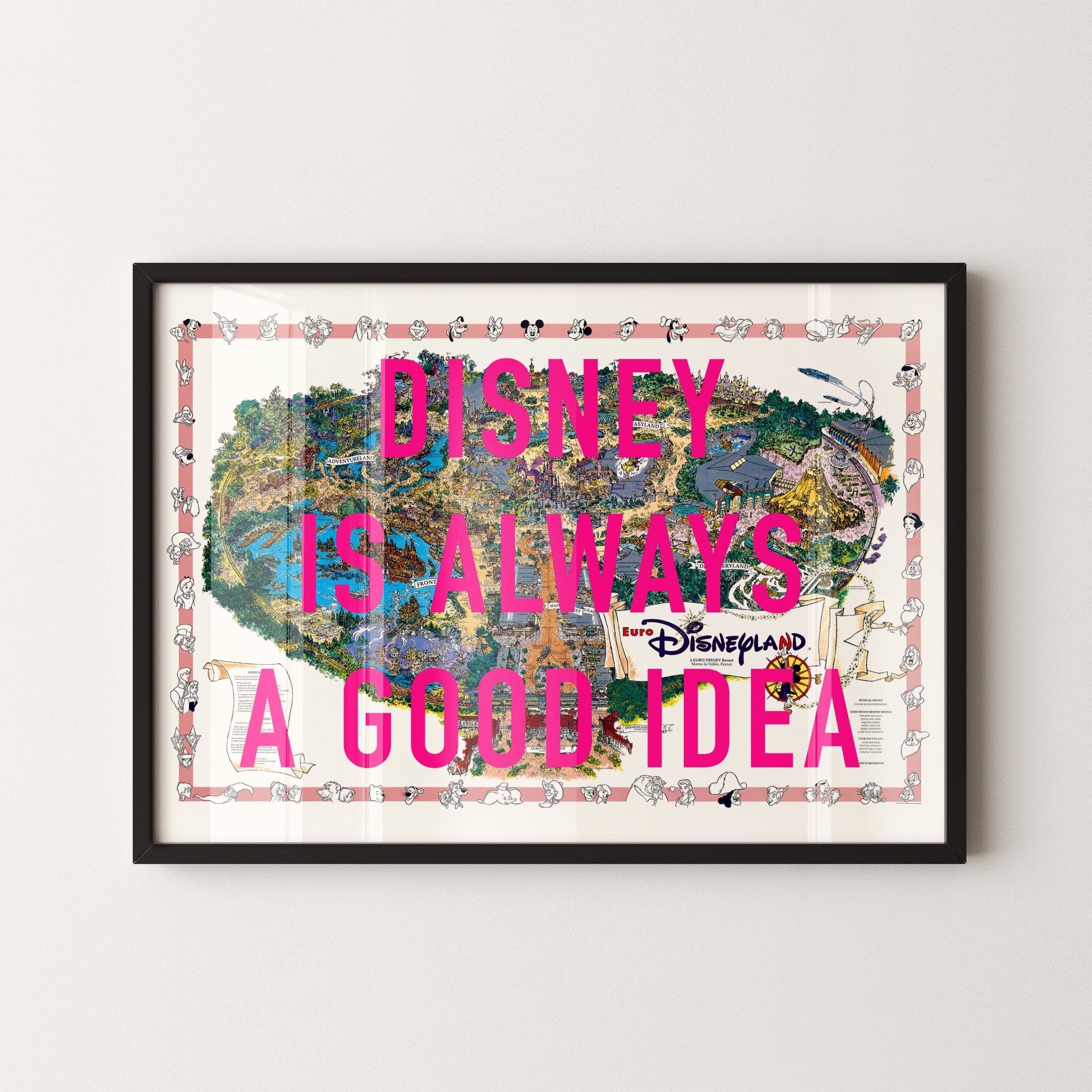 Disneyland Paris Retro Pop Art Theme Park Map Print - Magic Posters