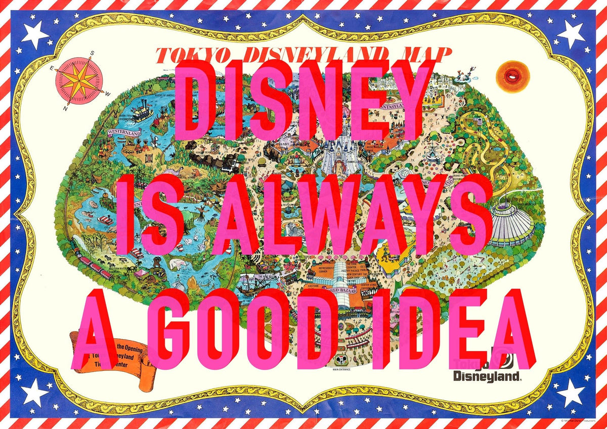 Disneyland Tokyo Retro Pop Art Theme Park Japan Map Print